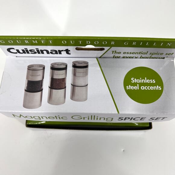 Cuisinart Css-33 Magnetic Grilling Spice Set Silver 3 piece NEW in Box - Picture 3 of 7